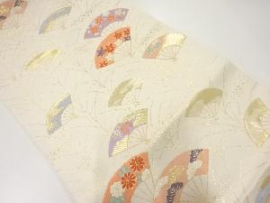 扇に梅・楓模様織出し名古屋帯